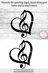 Music Heart Craft Stencil